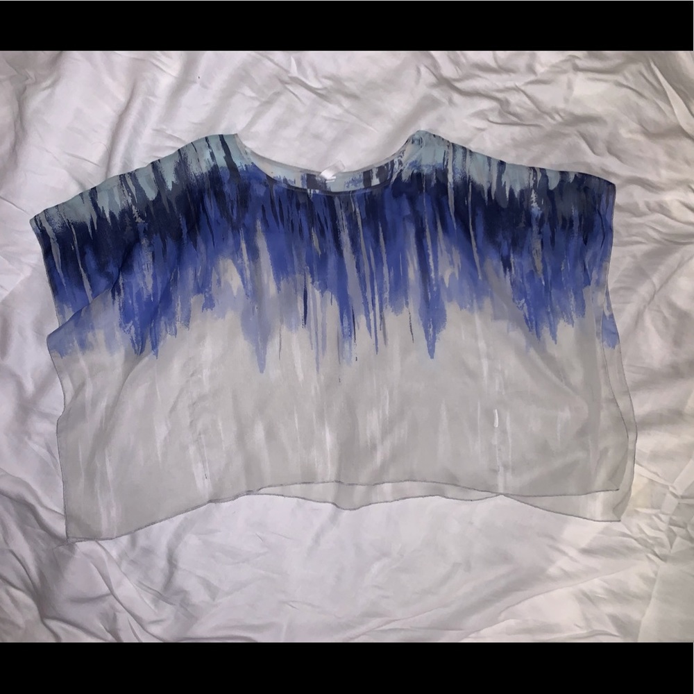 Blue and white, sheer blouse, Small